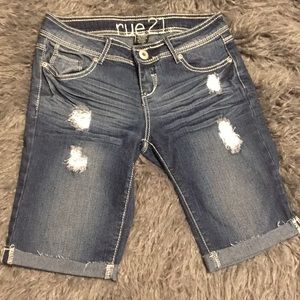 Rue 21 Rhinestone Bermuda Jean Shorts